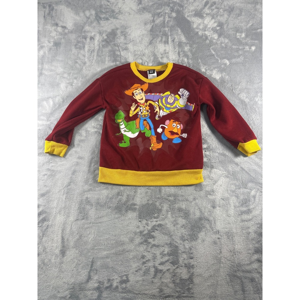 Disney Toy Story Kids Sweatshirt Maroon Woody Buzz Lightyear Graphic Size 6